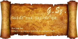 Gulácsi Szilárd névjegykártya